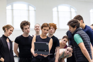 Rebecca Metzger works with BalletMet trainees to restage Balanchine's Walpurgisnacht.