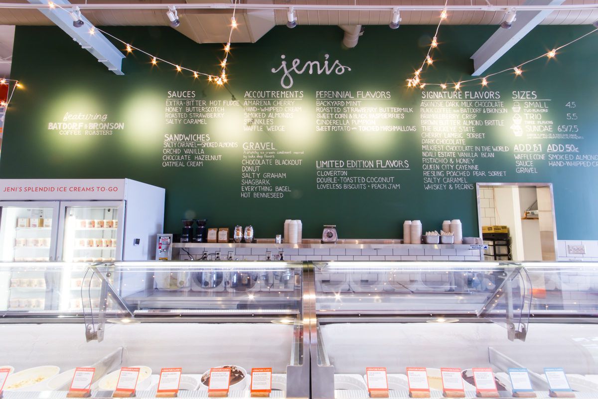 Local Columbus, OH Jeni's Splendid Ice Cream location featuring the menu.